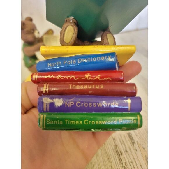 Santa Claus North Pole teddy bear helper books stack figure accessory xmas set - Picture 7 of 9